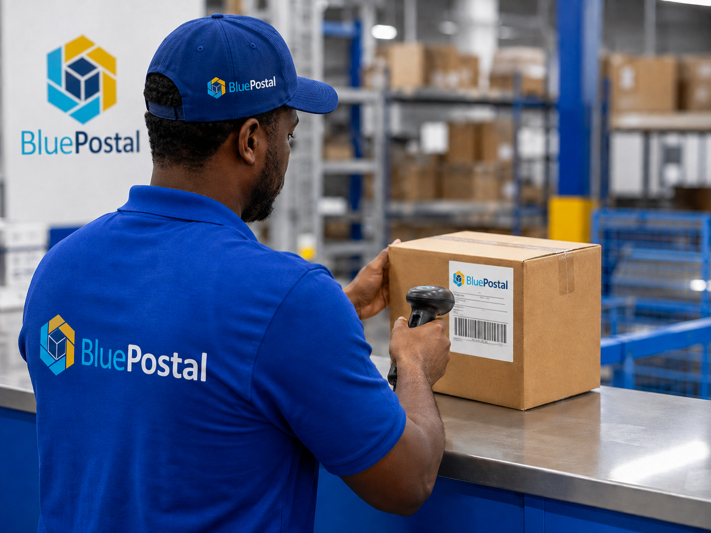 BluePostal receiving a package